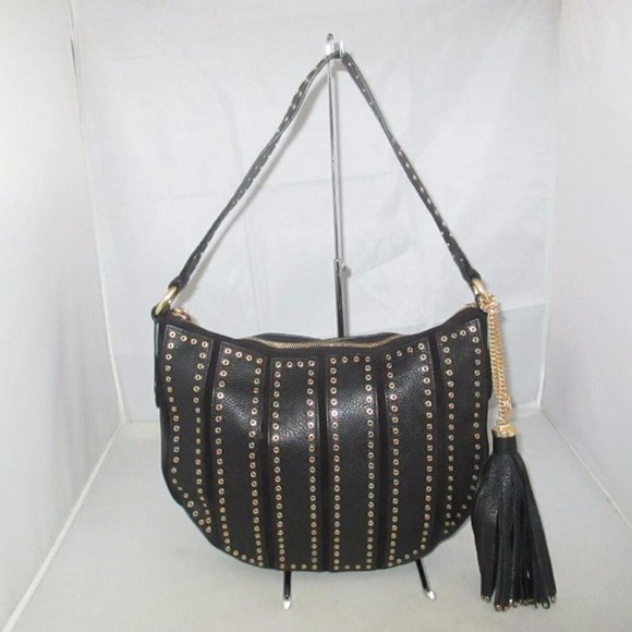 Michael Kors Brooklyn Grommet Appliqué MD Convertible Hobo Bag $498 Black #032 - Picture 1 of 14